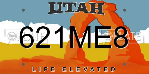 621ME8 Utah License Plate