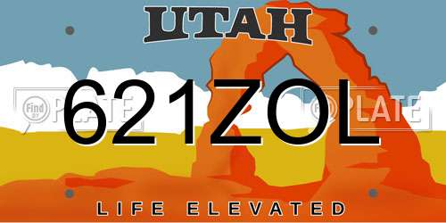 621ZOL Utah License Plate
