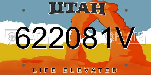 622081V Utah License Plate