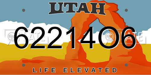 62214O6 Utah License Plate