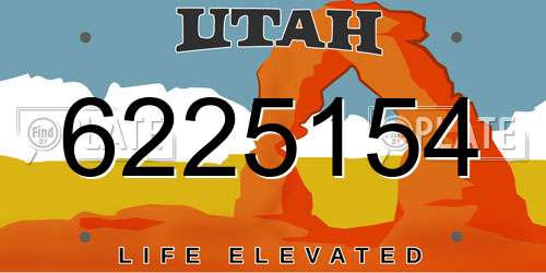 6225154 Utah License Plate