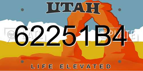 62251B4 Utah License Plate
