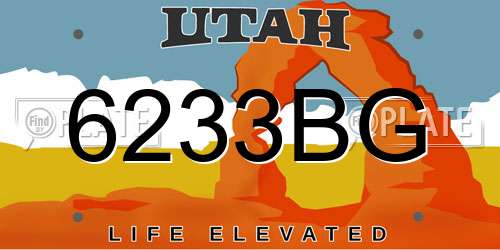 6233BG Utah License Plate