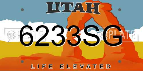 6233SG Utah License Plate