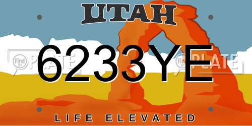 6233YE Utah License Plate