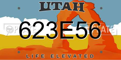 623E56 Utah License Plate