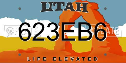 623EB6 Utah License Plate