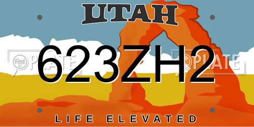 623ZH2 Utah License Plate