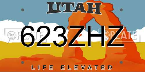 623ZHZ Utah License Plate