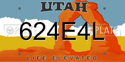 624E4L Utah License Plate