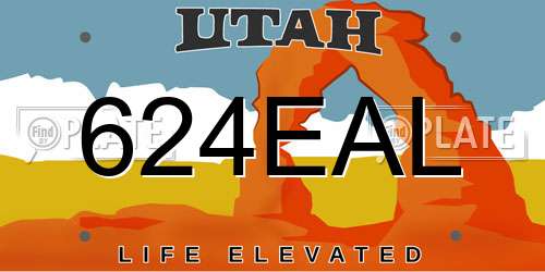 624EAL Utah License Plate