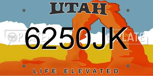 6250JK Utah License Plate