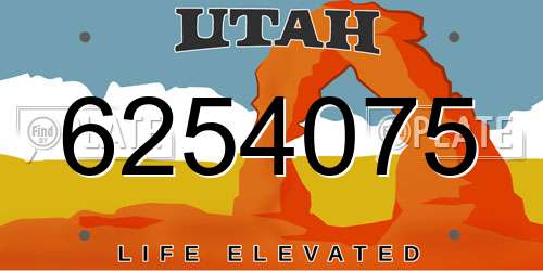 6254075 Utah License Plate