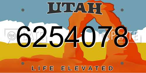 6254078 Utah License Plate