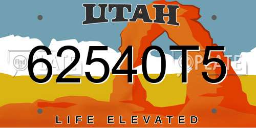62540T5 Utah License Plate