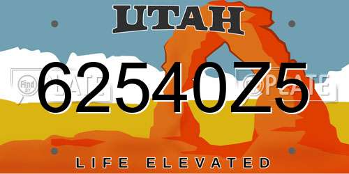 62540Z5 Utah License Plate