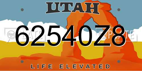 62540Z8 Utah License Plate