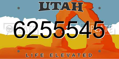 6255545 Utah License Plate