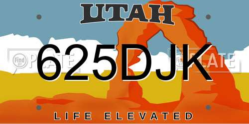 625DJK Utah License Plate