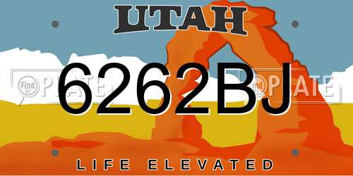 6262BJ Utah License Plate