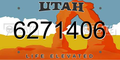 6271406 Utah License Plate