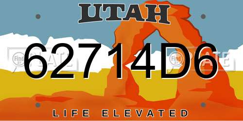62714D6 Utah License Plate
