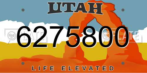 6275800 Utah License Plate