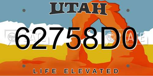 62758D0 Utah License Plate