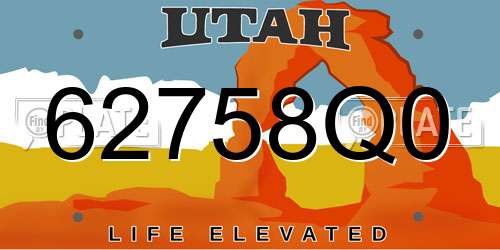62758Q0 Utah License Plate
