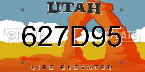 627D95 Utah License Plate