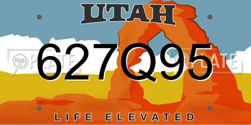 627Q95 Utah License Plate