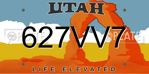 627VV7 Utah License Plate