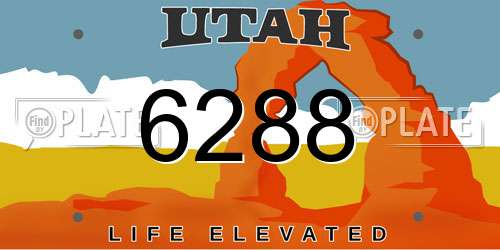 6288 Utah License Plate