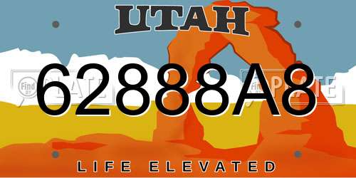 62888A8 Utah License Plate