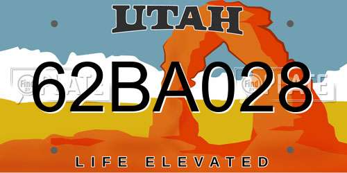 62BA028 Utah License Plate