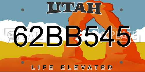 62BB545 Utah License Plate