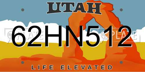 62HN512 Utah License Plate