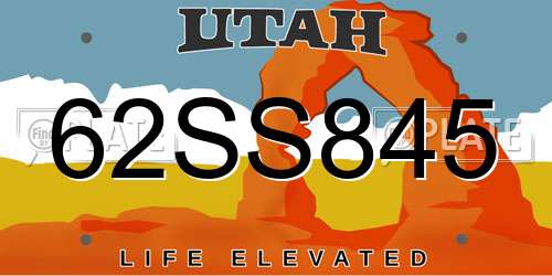 62SS845 Utah License Plate