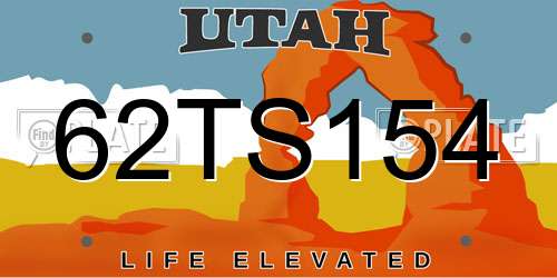 62TS154 Utah License Plate