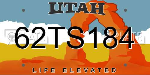 62TS184 Utah License Plate