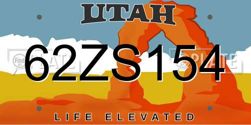62ZS154 Utah License Plate