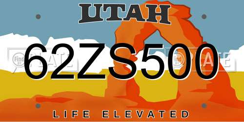 62ZS500 Utah License Plate