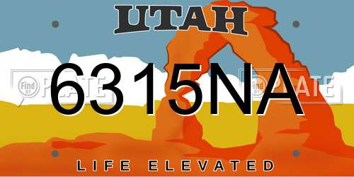 6315NA Utah License Plate