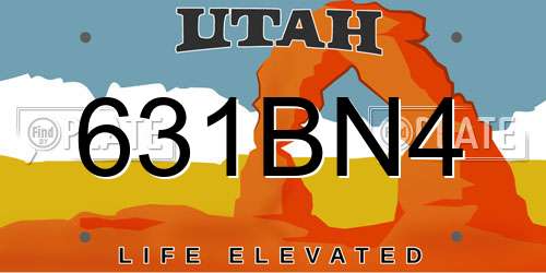 631BN4 Utah License Plate