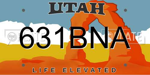 631BNA Utah License Plate