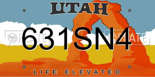 631SN4 Utah License Plate