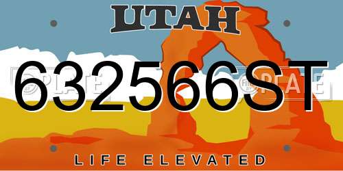 632566ST Utah License Plate