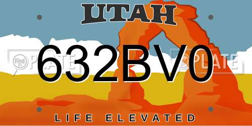 632BV0 Utah License Plate