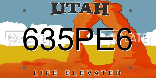 635PE6 Utah License Plate