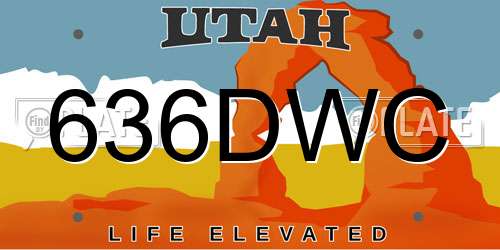 636DWC Utah License Plate